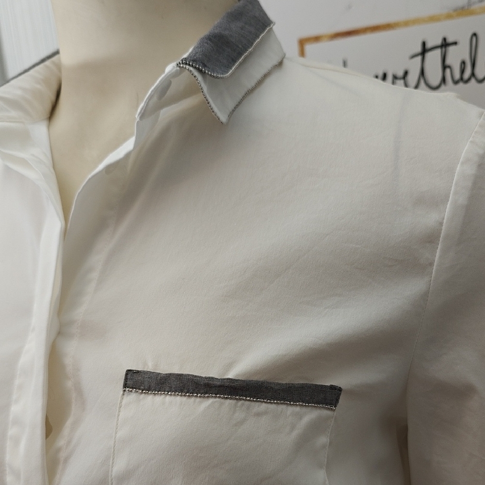 Peserico White Shirt with Gray Detail - Picture 2 of 7